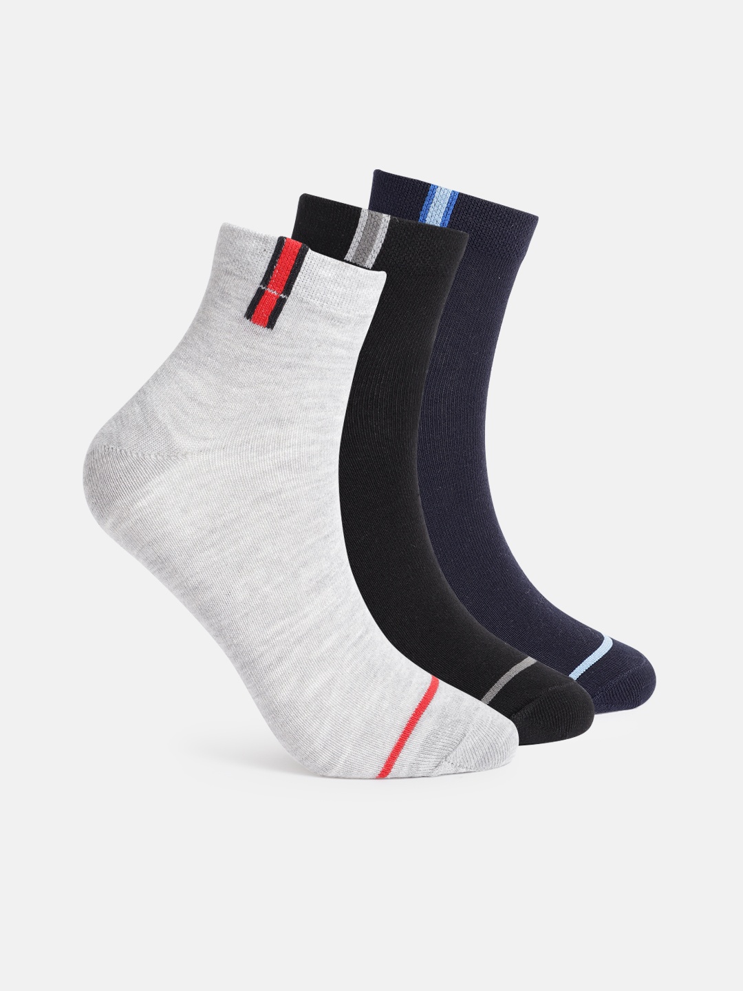 

Mast & Harbour Men Pack of 3 Patterned Pure Cotton Above Ankle Socks, Navy blue