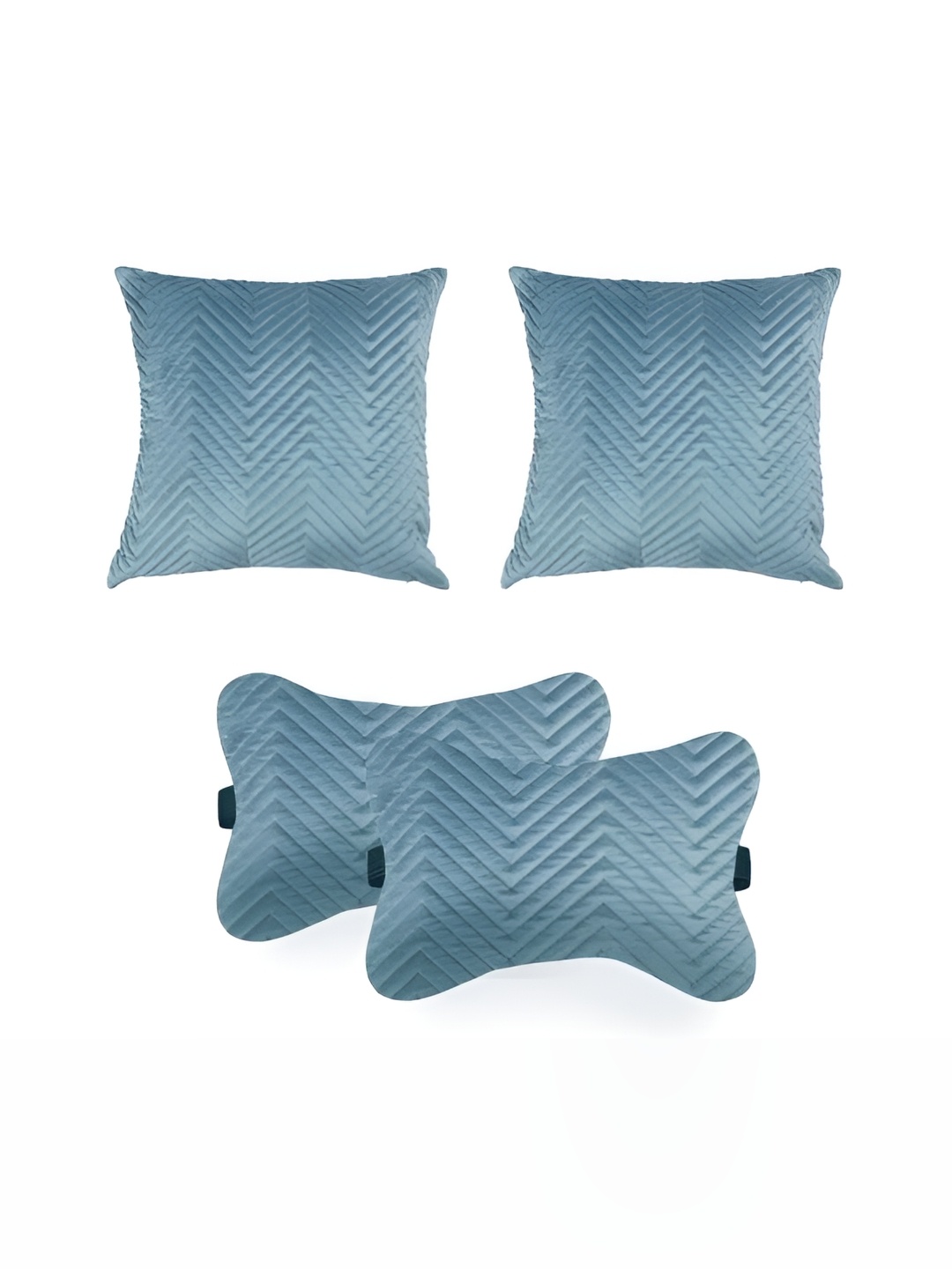 

Lushomes Blue 4 Pieces Quilted Car Cushion Pillow