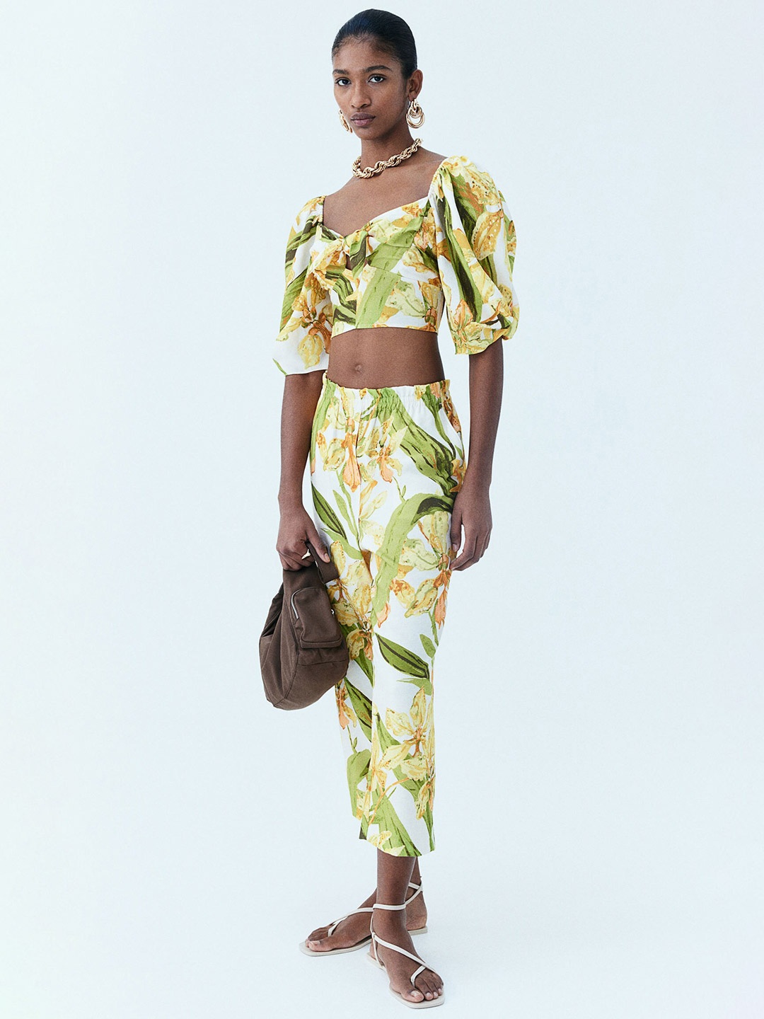 

H&M Tie-Detail Cropped Top, Yellow