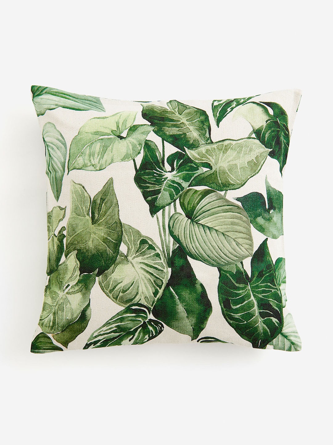 

H&M White & Green Pure Cotton Patterned Cushion Cover