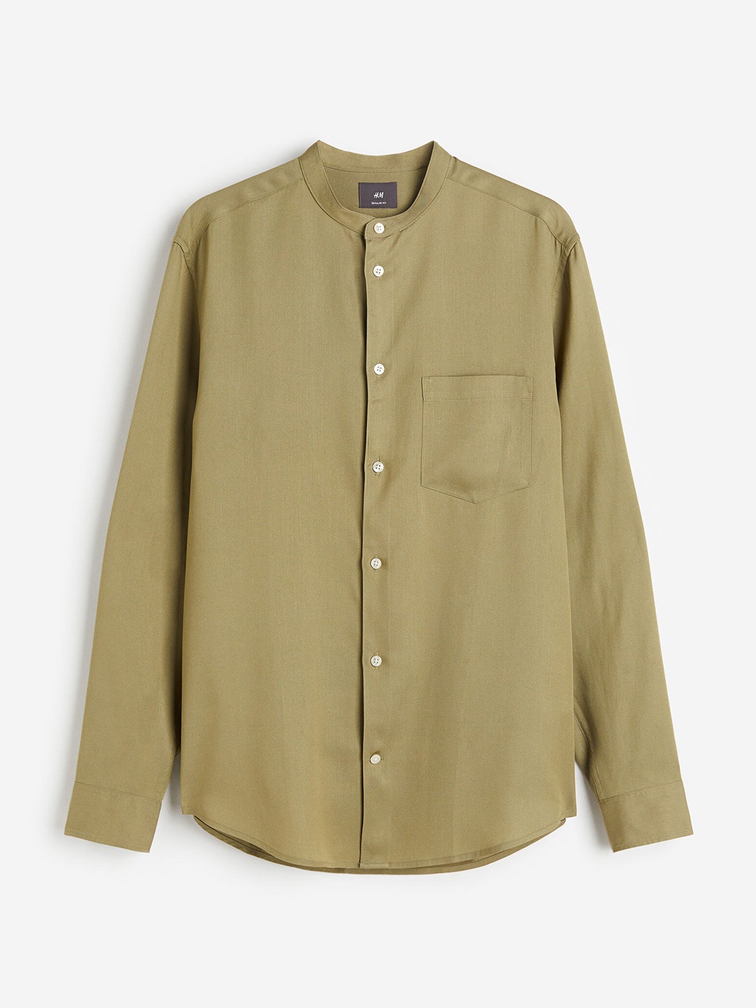

H&M Regular Fit Lyocell Grandad Shirt, Green