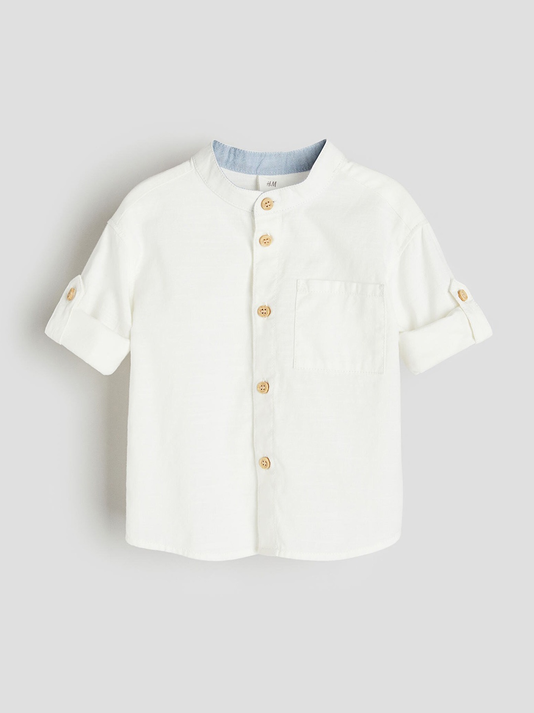 

H&M Boys Grandad Cotton Shirt, White