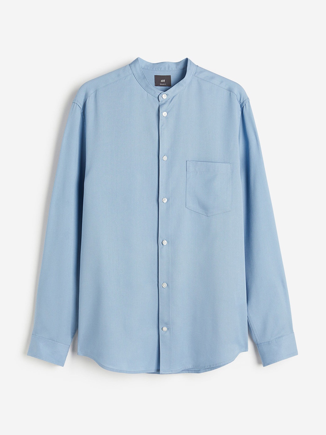 

H&M Men Regular Fit Lyocell Grandad Shirt, Blue