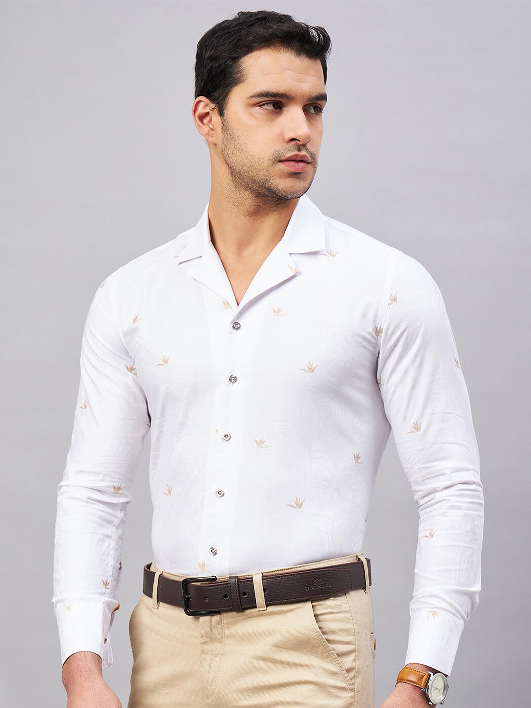 

LOUIS STITCH Printed Pure Cotton Formal Shirt, White