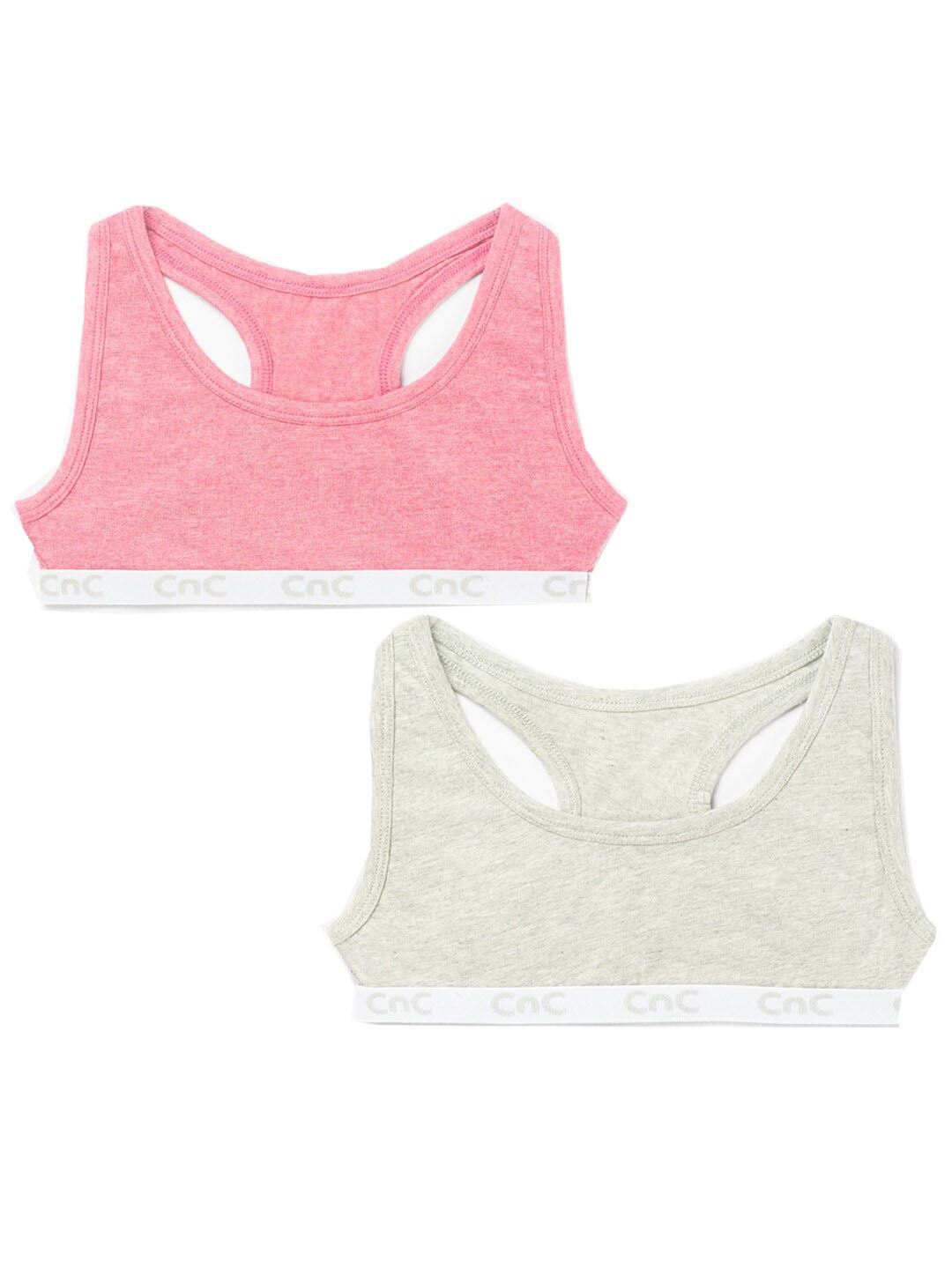

Charm n Cherish Pack Of 2 Girls Full Coverage Sports Bra With All Day Comfort, Pink
