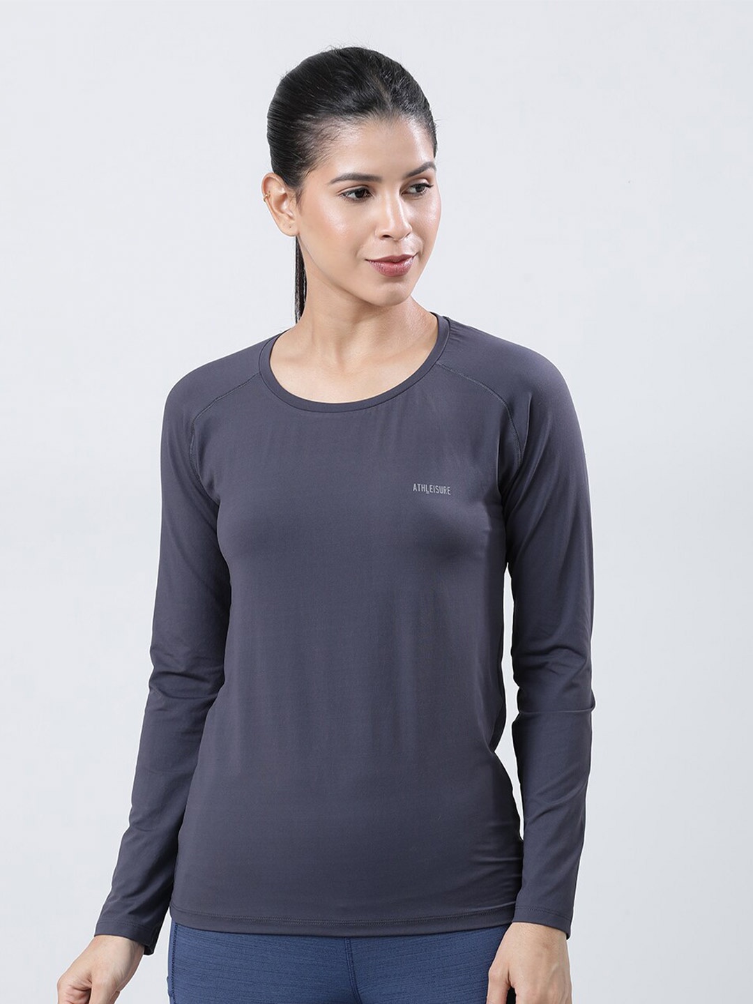 

Lovable Sport Round Neck Long Sleeves Top, Steel