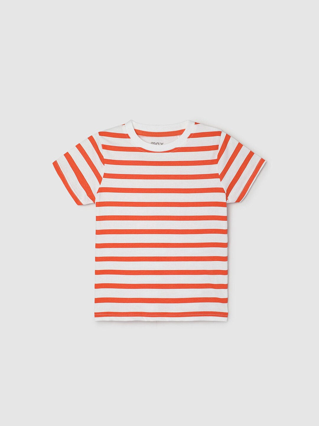 

max Boys Striped Round Neck Short Sleeves T-shirt, Orange