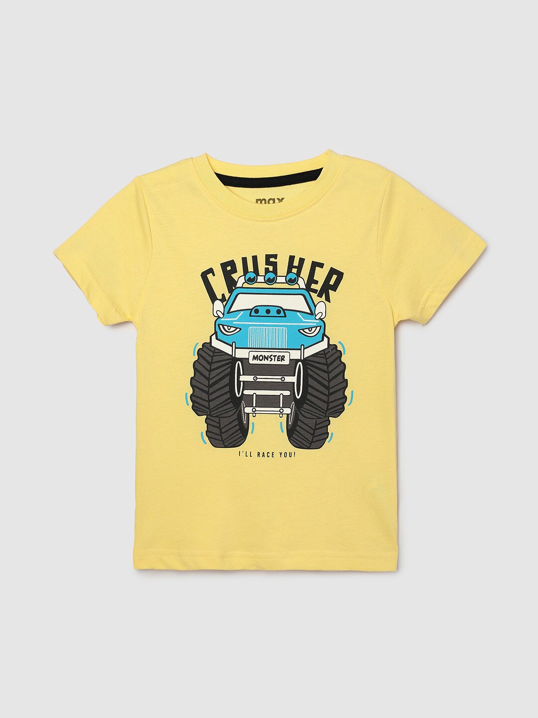 

max Boys Round Neck Short Sleeves Printed T-shirt, Yellow