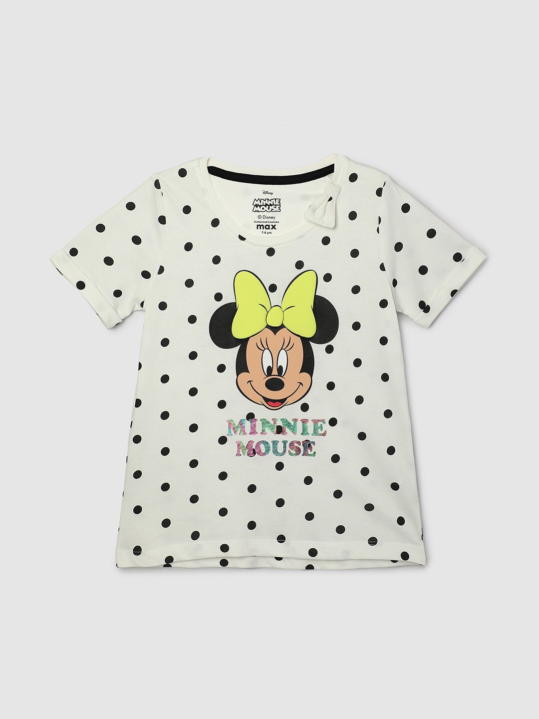 

max Girls Round Neck Short Sleeves Humour & Comic Printed Cotton T-shirt, White