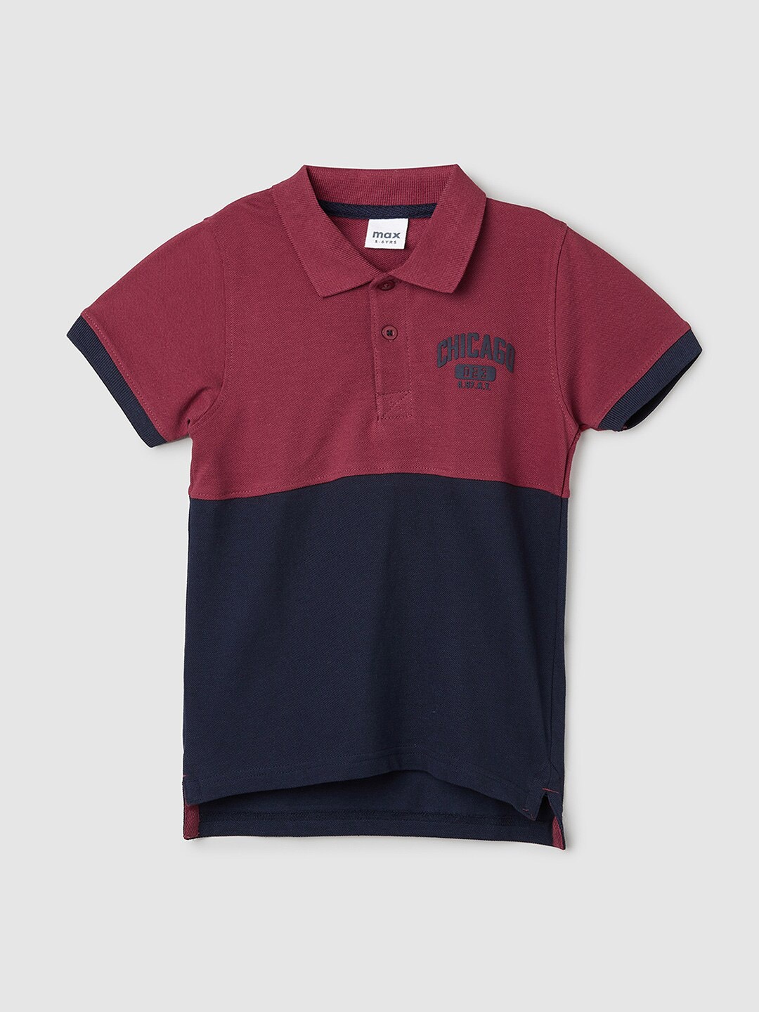 

max Boys Colourblocked Polo Collar Short Sleeves T-shirt, Red