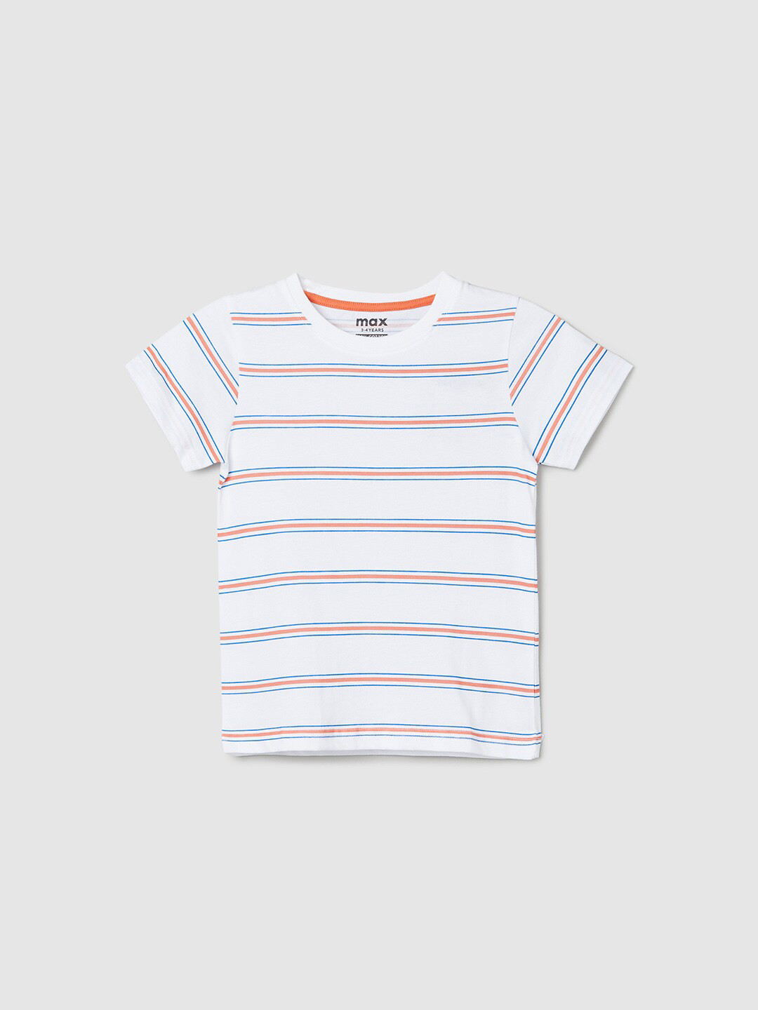 

max Boys Striped Cotton T-shirt, White