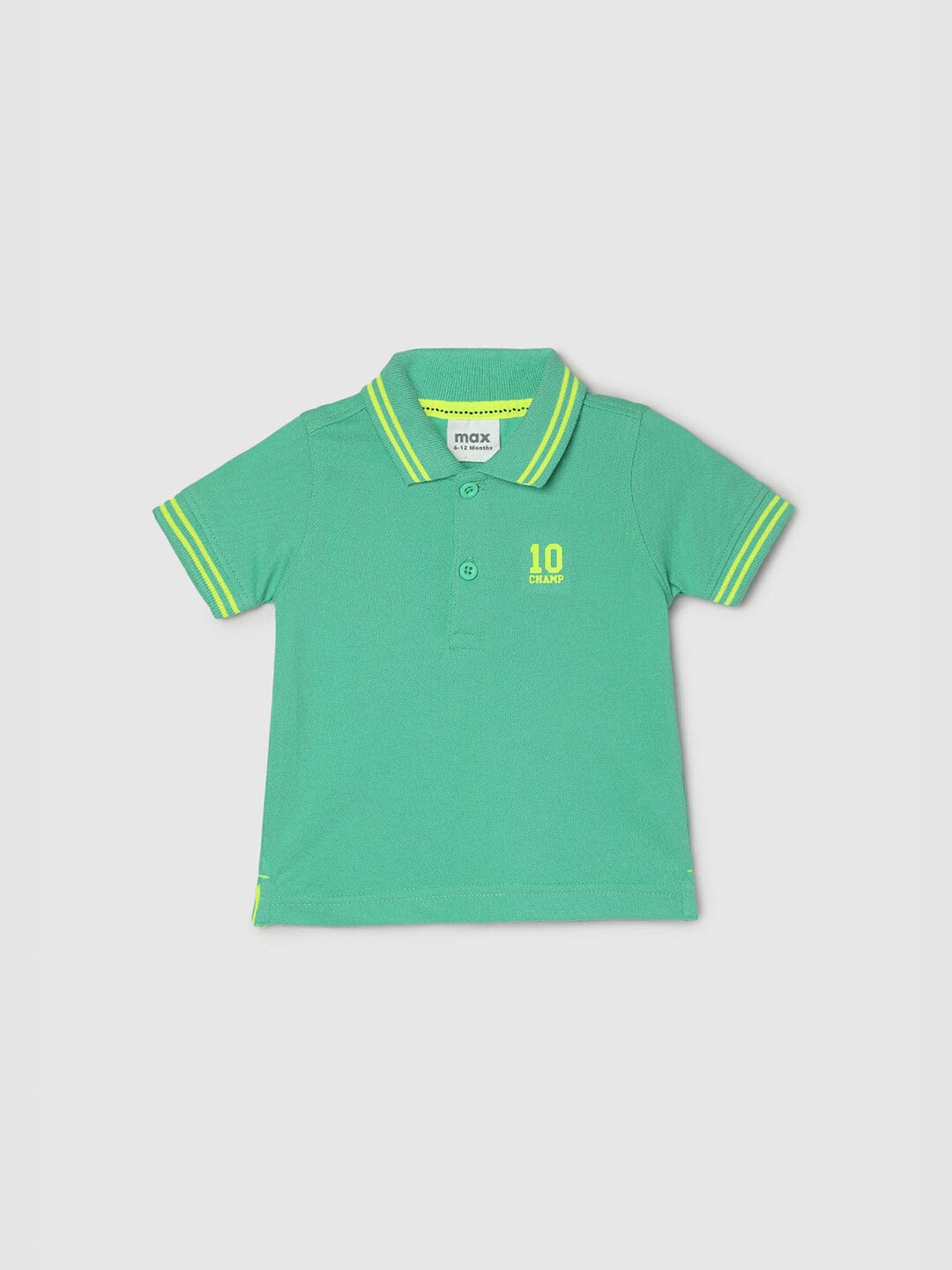 

max Boys Polo Collar Applique Cotton T-shirt, Green