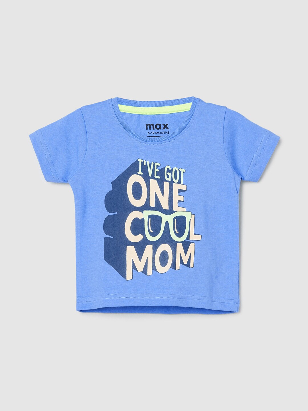 

max Boys Typography Printed Cotton T-shirt, Blue