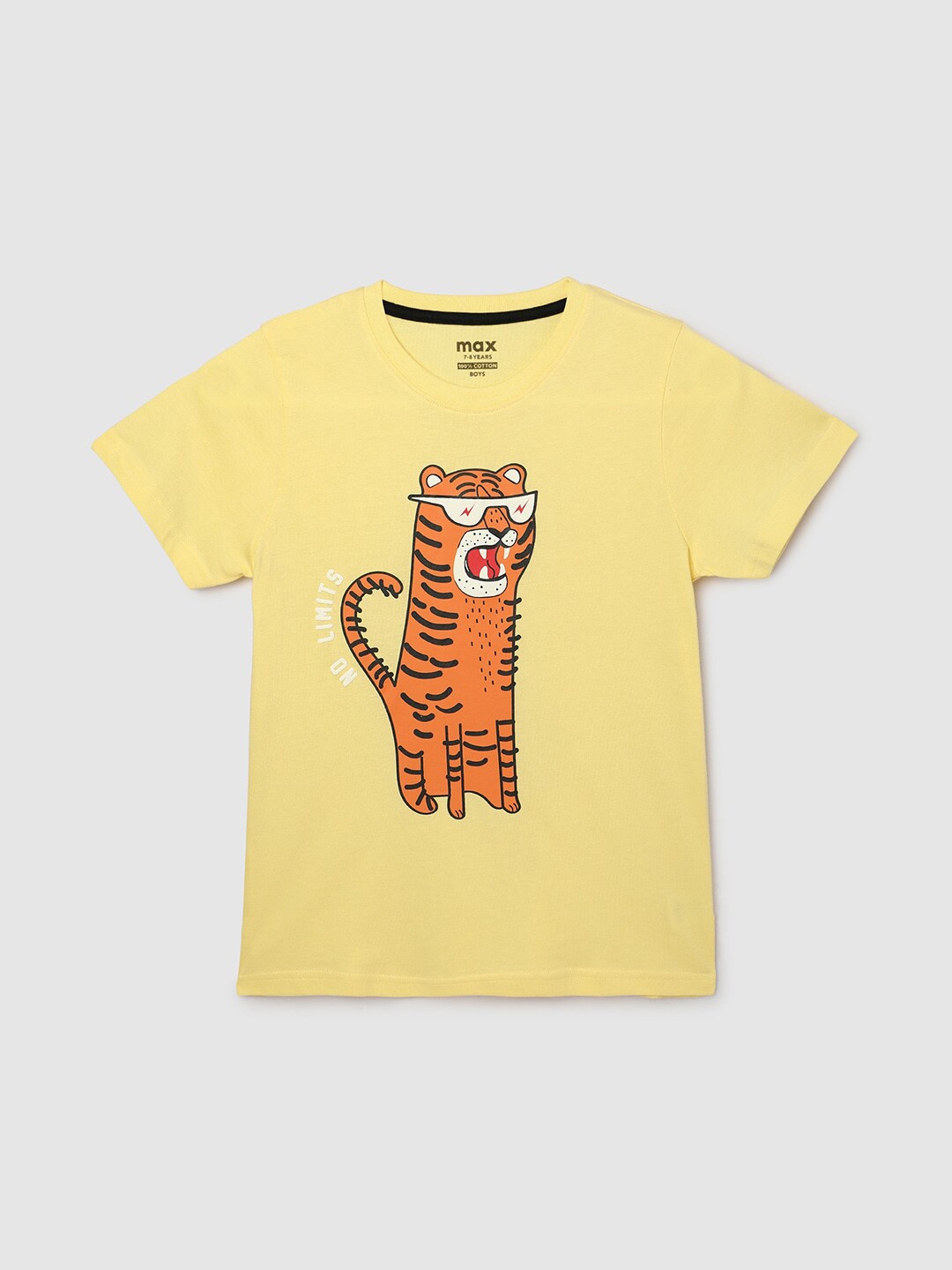 

max Boys Catoon Printed Cotton T-shirt, Yellow