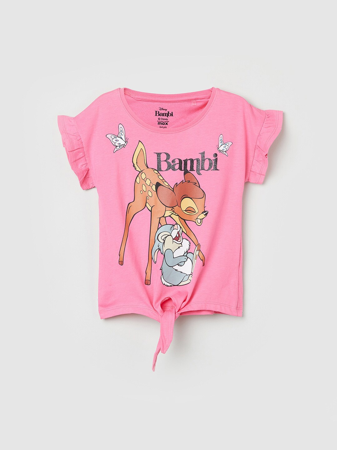 

max Girls Bambi Printed round Neck Cotton T-shirt, Fuchsia