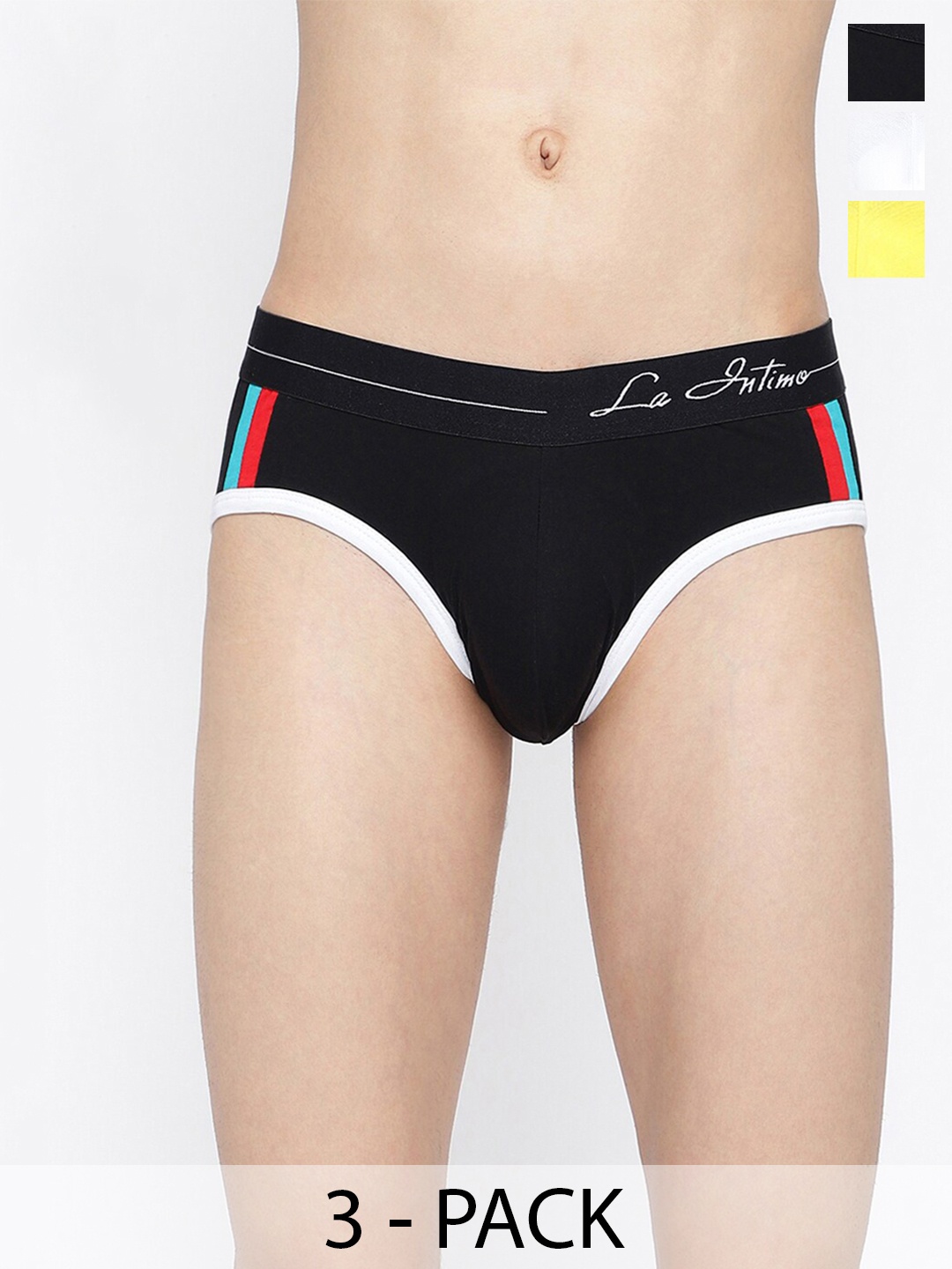 

La Intimo Pack Of 3 Mid-Rise Anti-Microbial Basic Briefs LIBR030C, Black