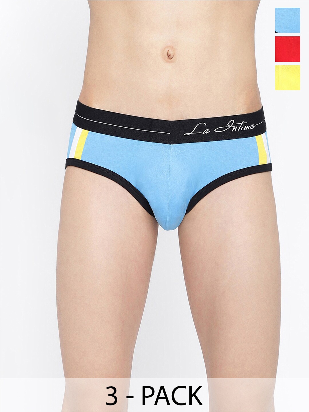 

La Intimo Pack Of 3 Mid-Rise Anti-Microbial Basic Briefs LIBR030C, Blue