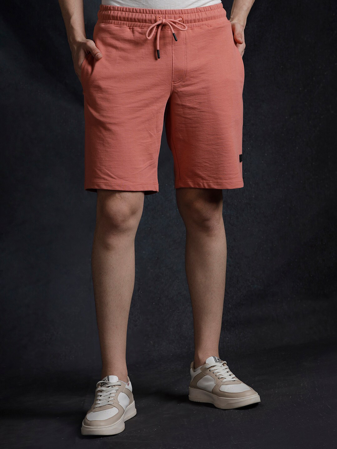 

WROGN Men Slim Fit Cotton Shorts, Peach