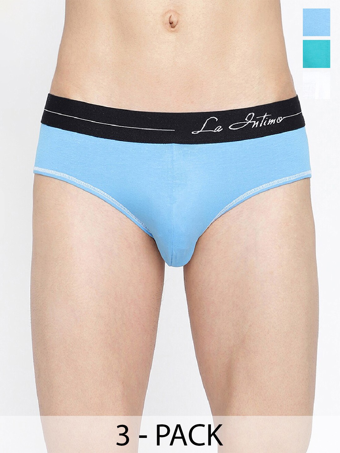 

La Intimo Pack Of 3 Mid-Rise Anti-Microbial Basic Briefs LIBR040C, Blue
