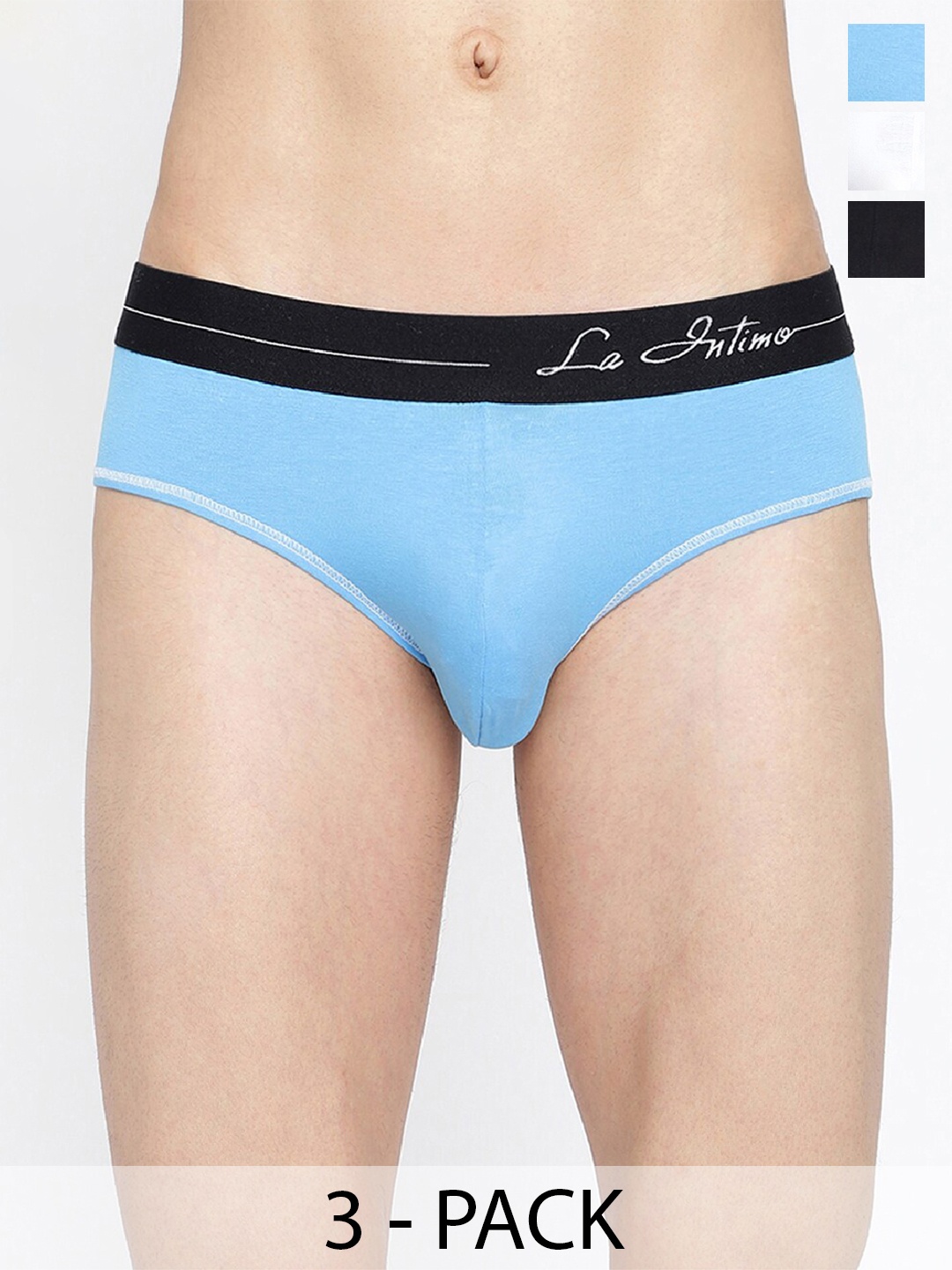 

La Intimo Pack Of 3 Mid-Rise Anti-Microbial Basic Briefs LIBR040C, Blue
