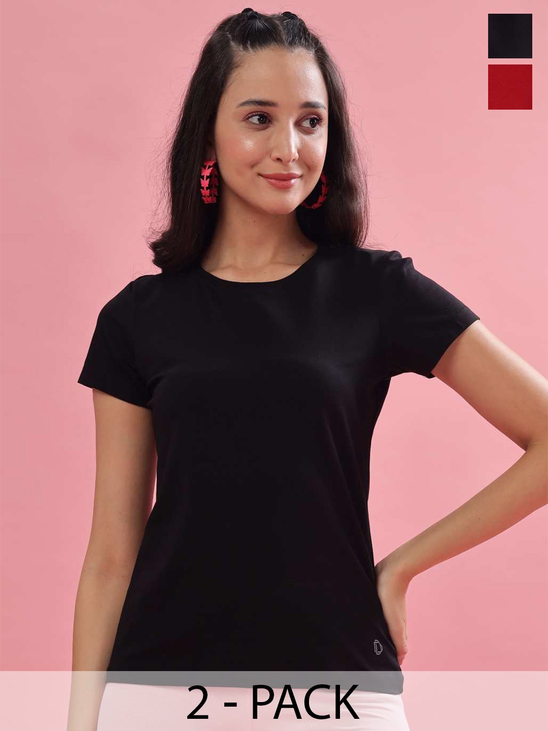 

Dollar Pack Of 2 Regular Fit Cotton T-shirt, Red