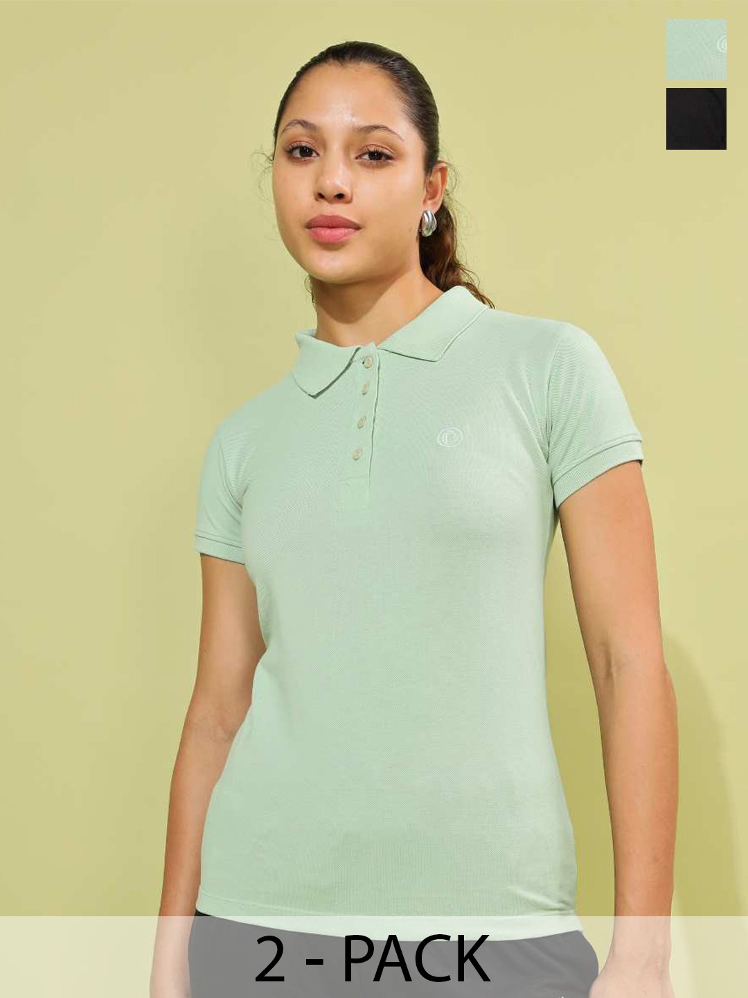 

Dollar Pack of 2 Polo Collar Cotton T-shirt, Multi