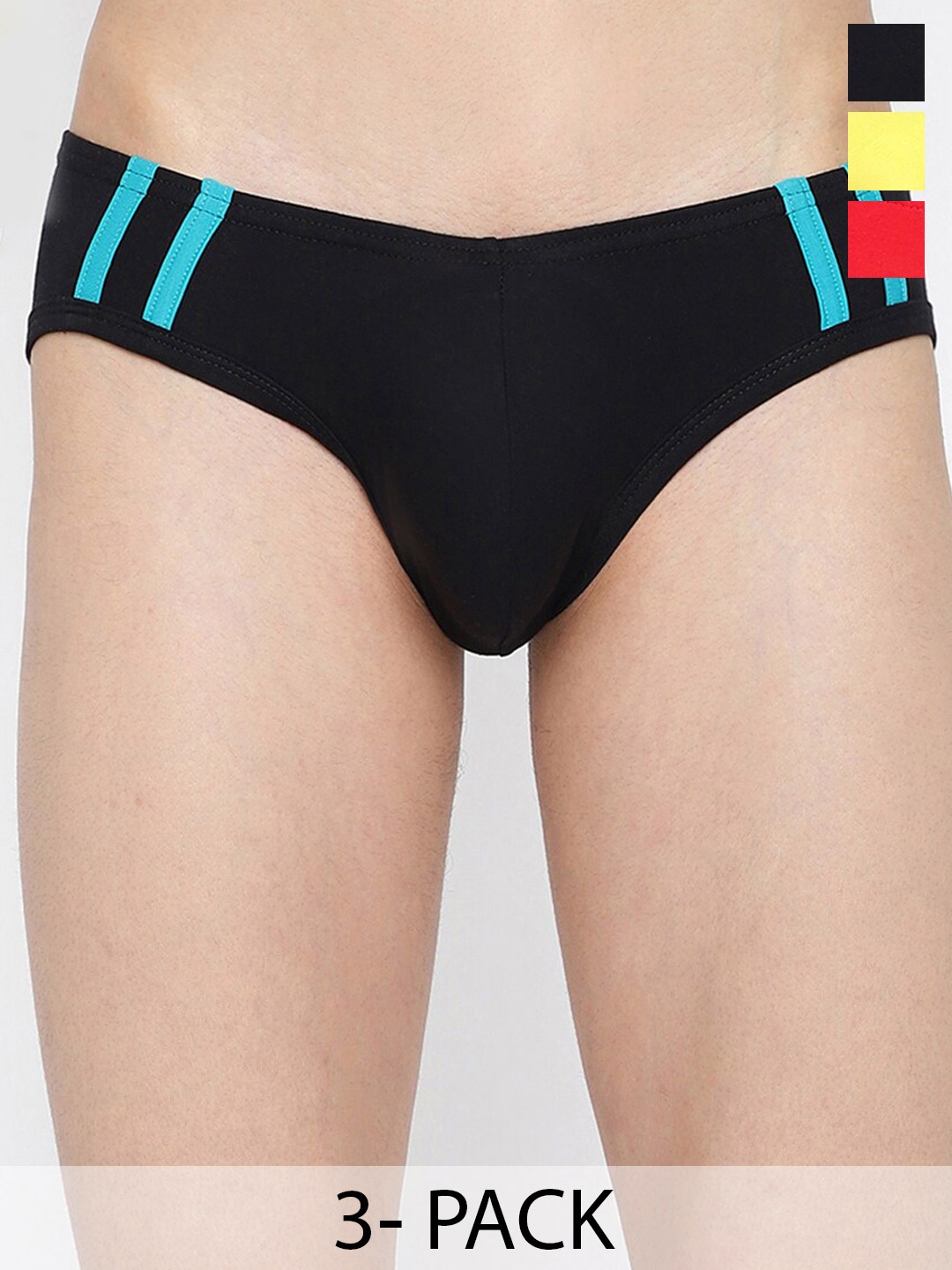 

La Intimo Pack Of 3 Anti Microbial Mid-Rise Basic Briefs LIBR060C, Black