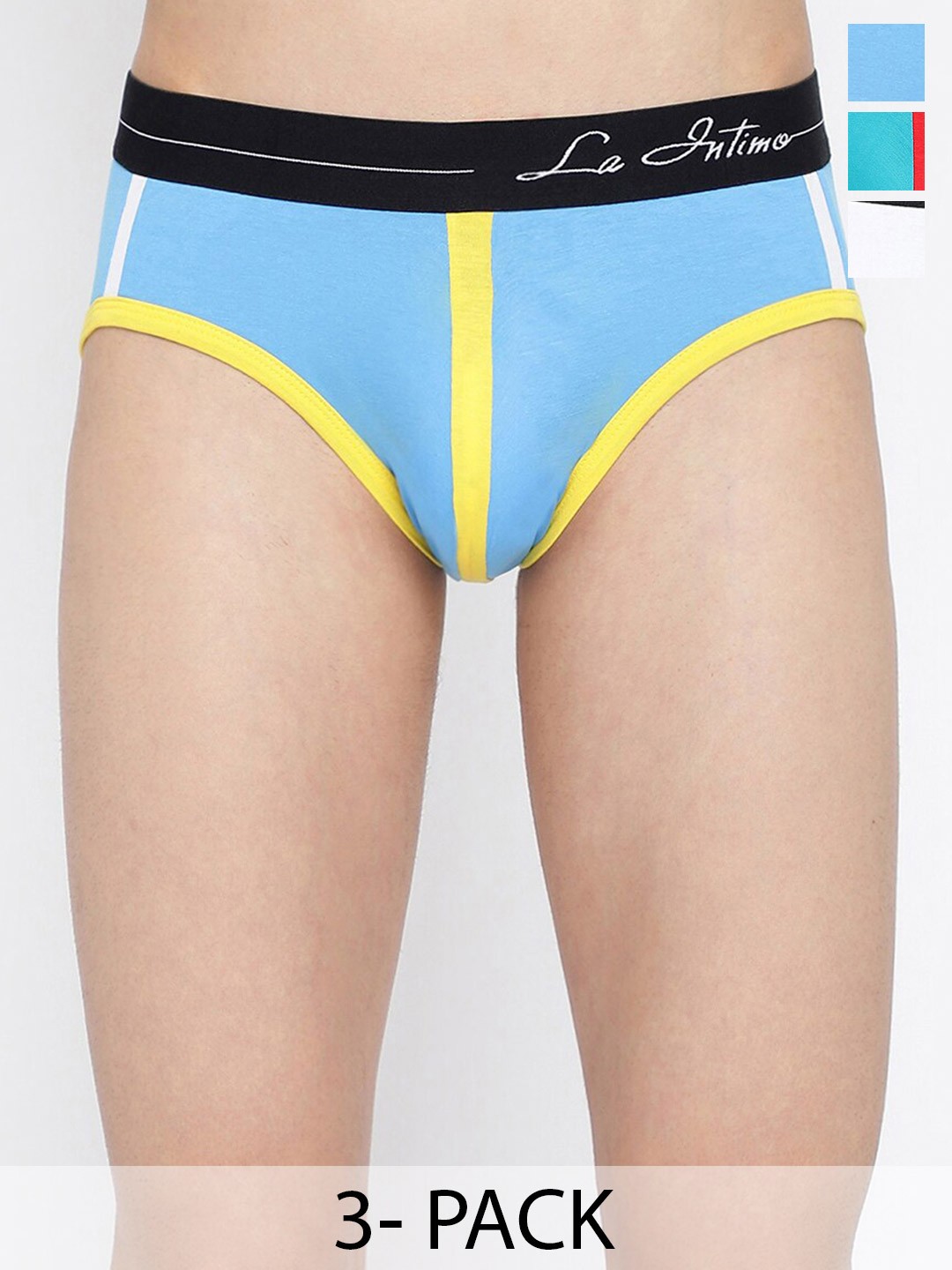 

La Intimo Pack Of 3 Mid-Rise Anti-Microbial Basic Briefs LIBR080C, Blue