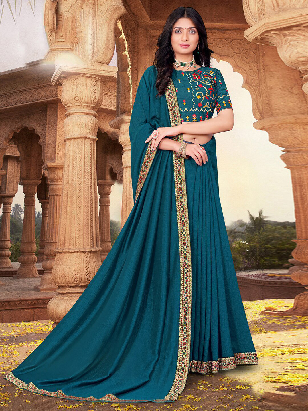 

SIRIL Gotta Patti Zari Saree, Blue