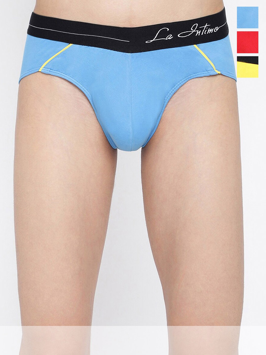 

La Intimo Pack Of 3 Mid-Rise Anti-Microbial Basic Briefs LIBR090C, Blue