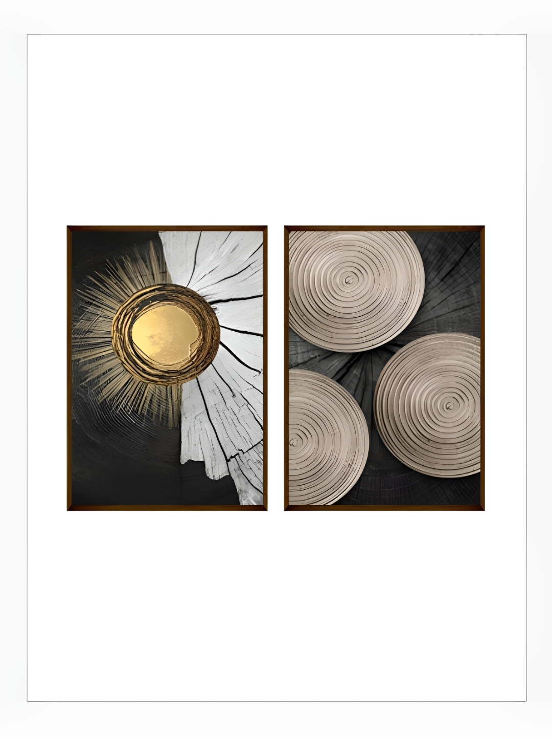 

The Art House Grey & Brown 2 Pieces Abstract Wooden Wall Art