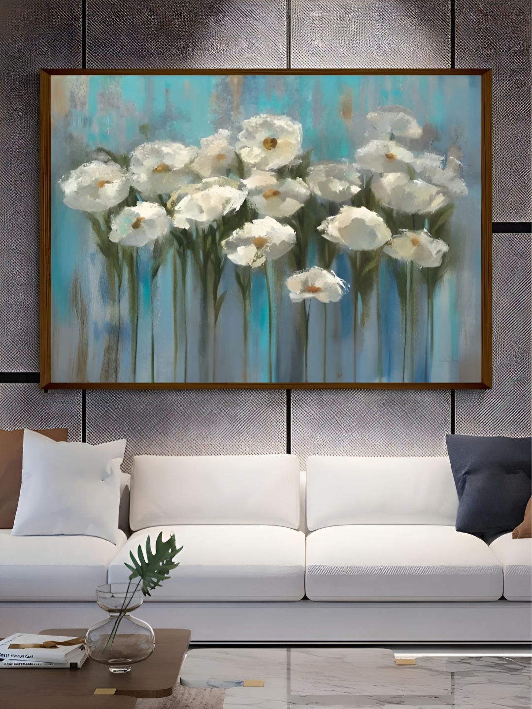 

The Art House Beige & Blue Floral and Botanical Wooden Wall Art