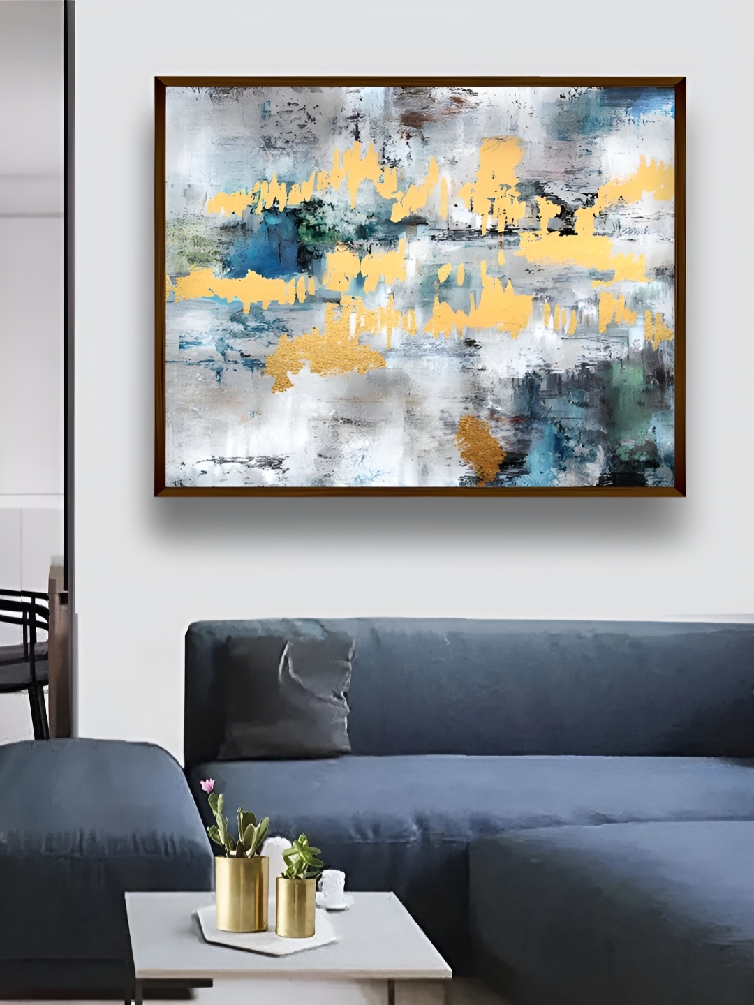 

The Art House Grey & Yellow Abstract Wooden Wall Art