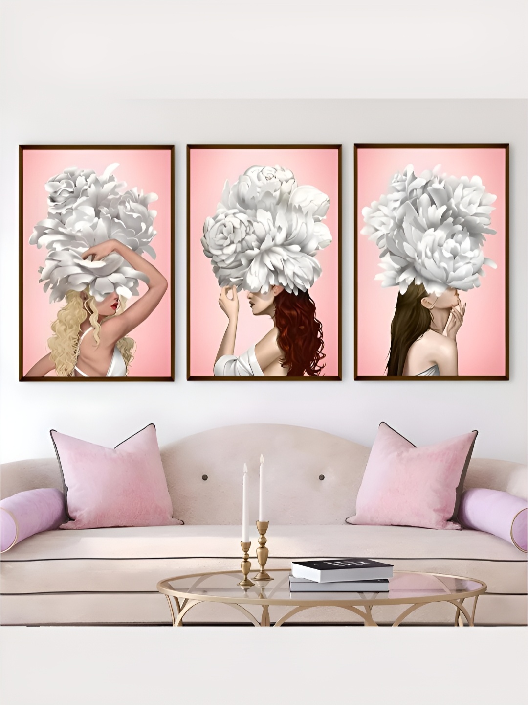 

The Art House White & Pink 3 Pieces Abstract Wooden Wall Art