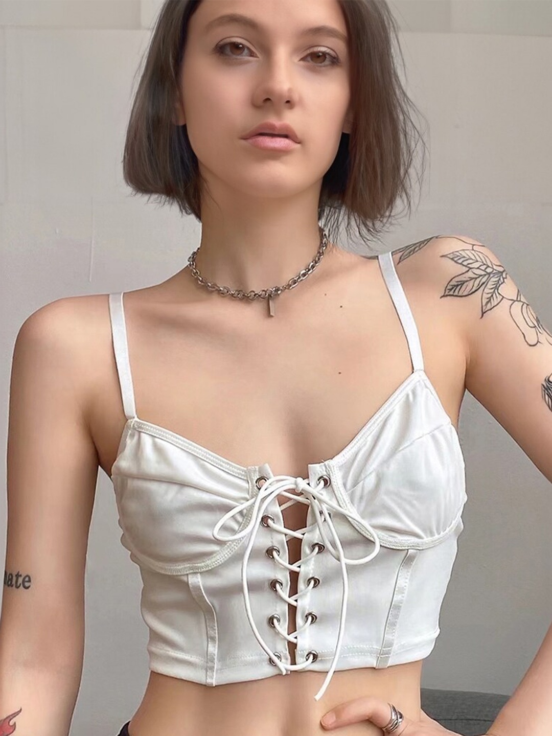 

StyleCast White Shoulder Straps Bralette Crop Top