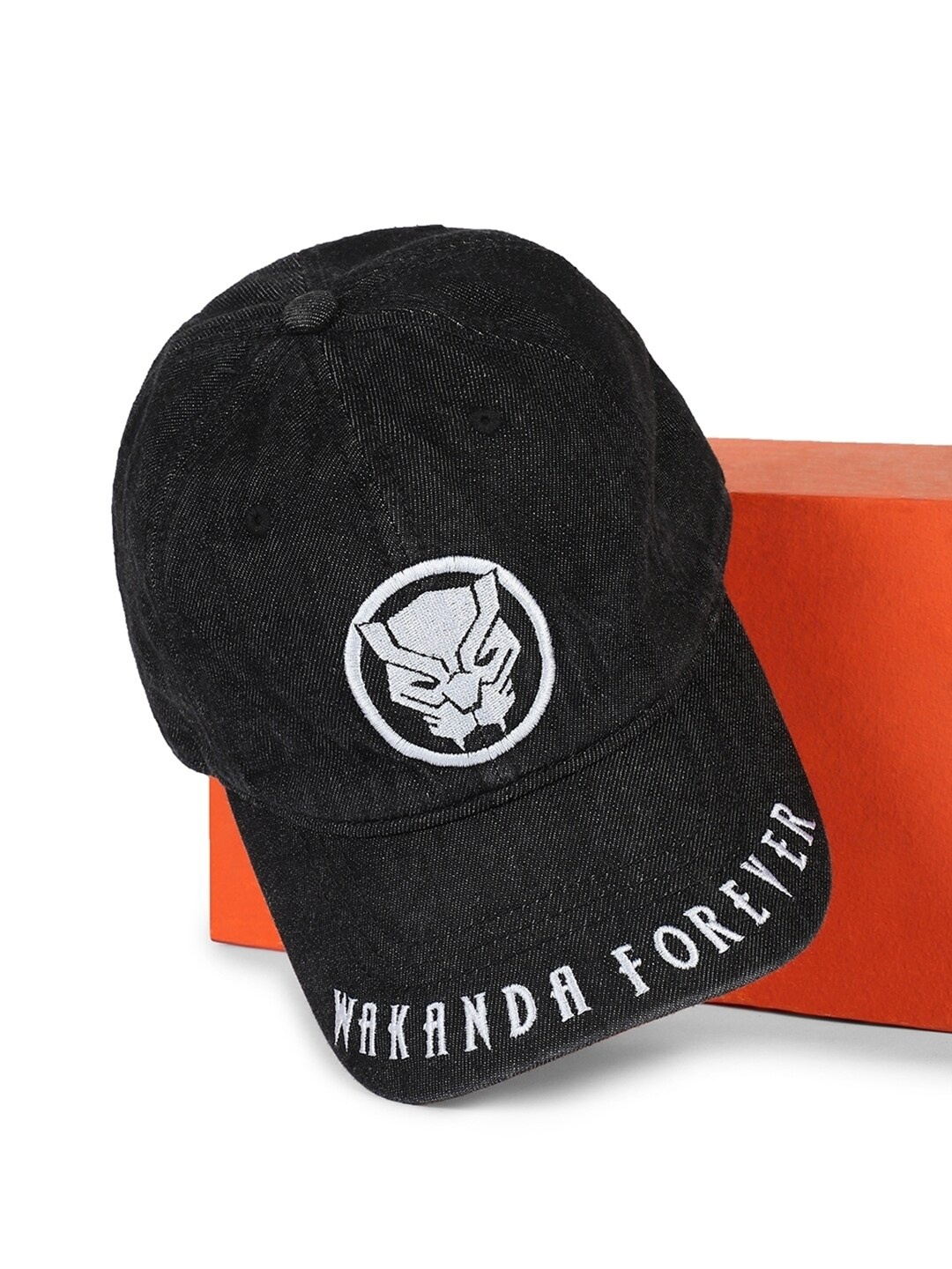 

Bewakoof Unisex Marvel Wakanda Embroidered Cotton Baseball Cap, Black