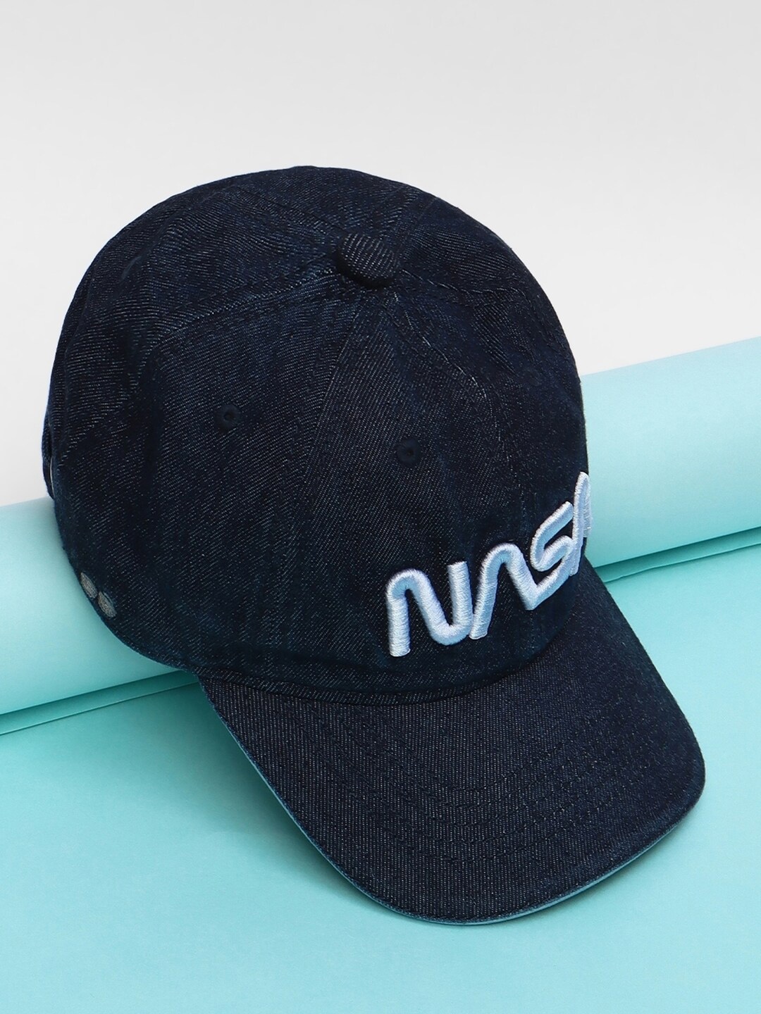 

Bewakoof Unisex NASA Embroidered Cotton Baseball Cap, Blue