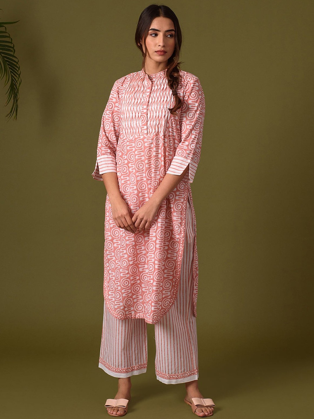 

Prakriti Jaipur Striped Cotton Palazzo, Peach