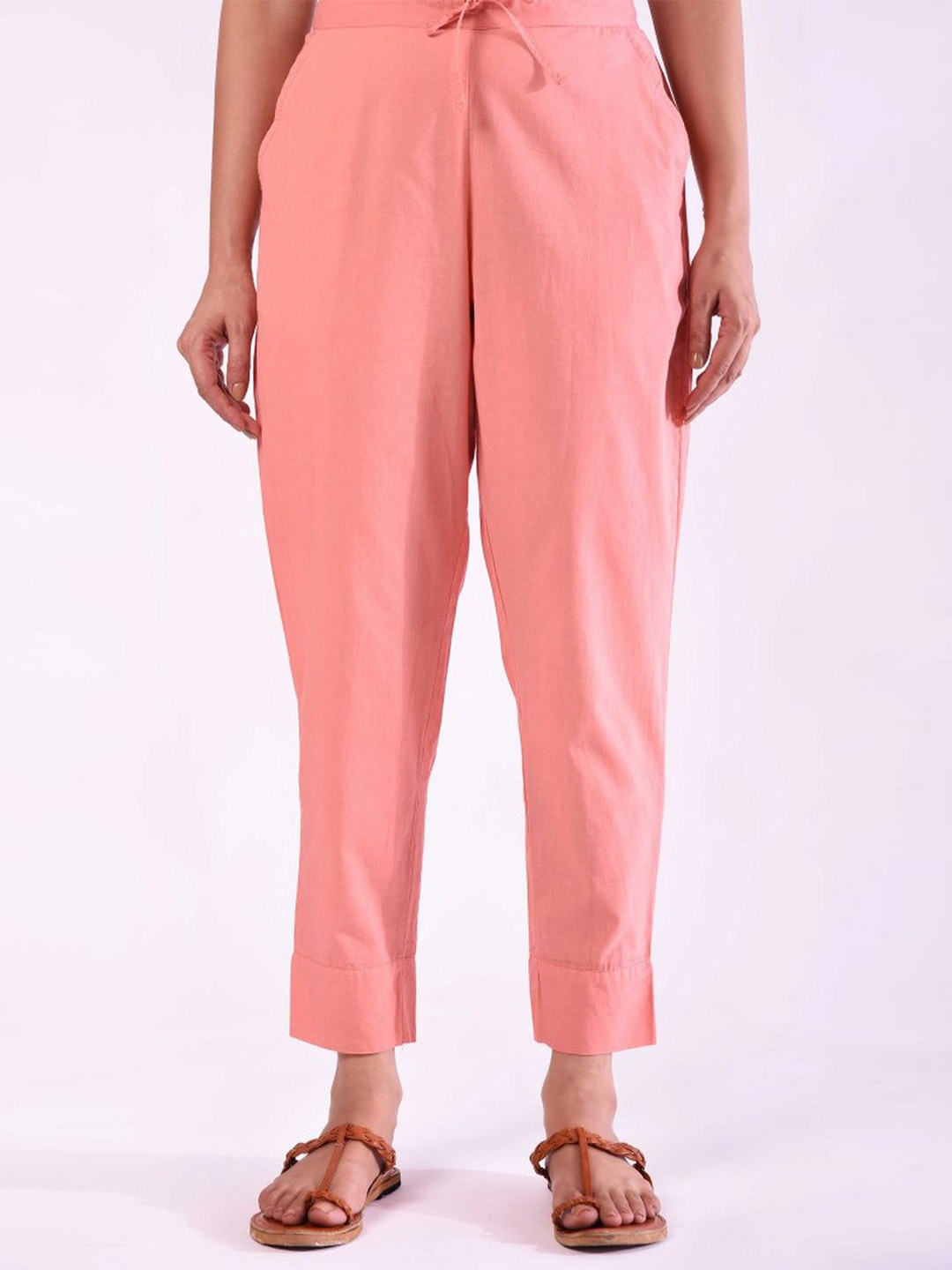 

Prakriti Jaipur Women Cotton High-Rise Trousers, Pink