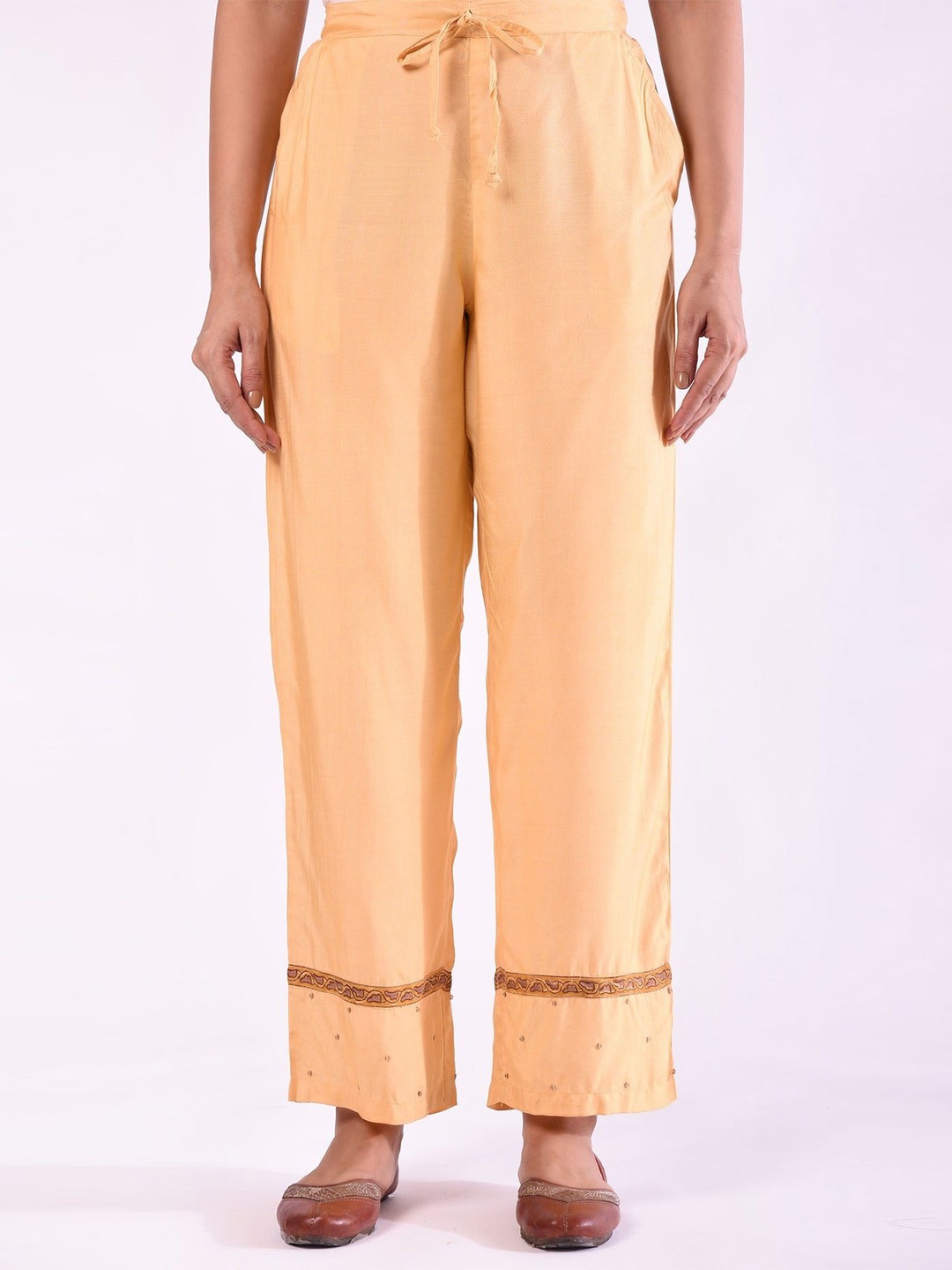 

Prakriti Jaipur Straight Fit Cotton Palazzos, Yellow