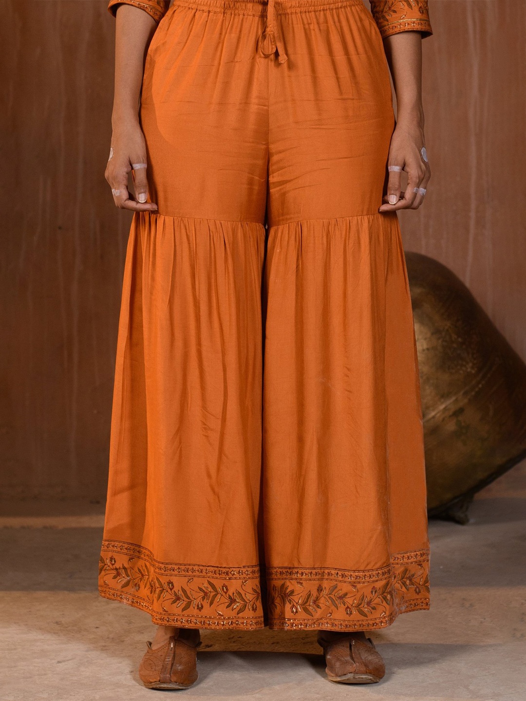 

Prakriti Jaipur Flared Cotton Sharara, Orange