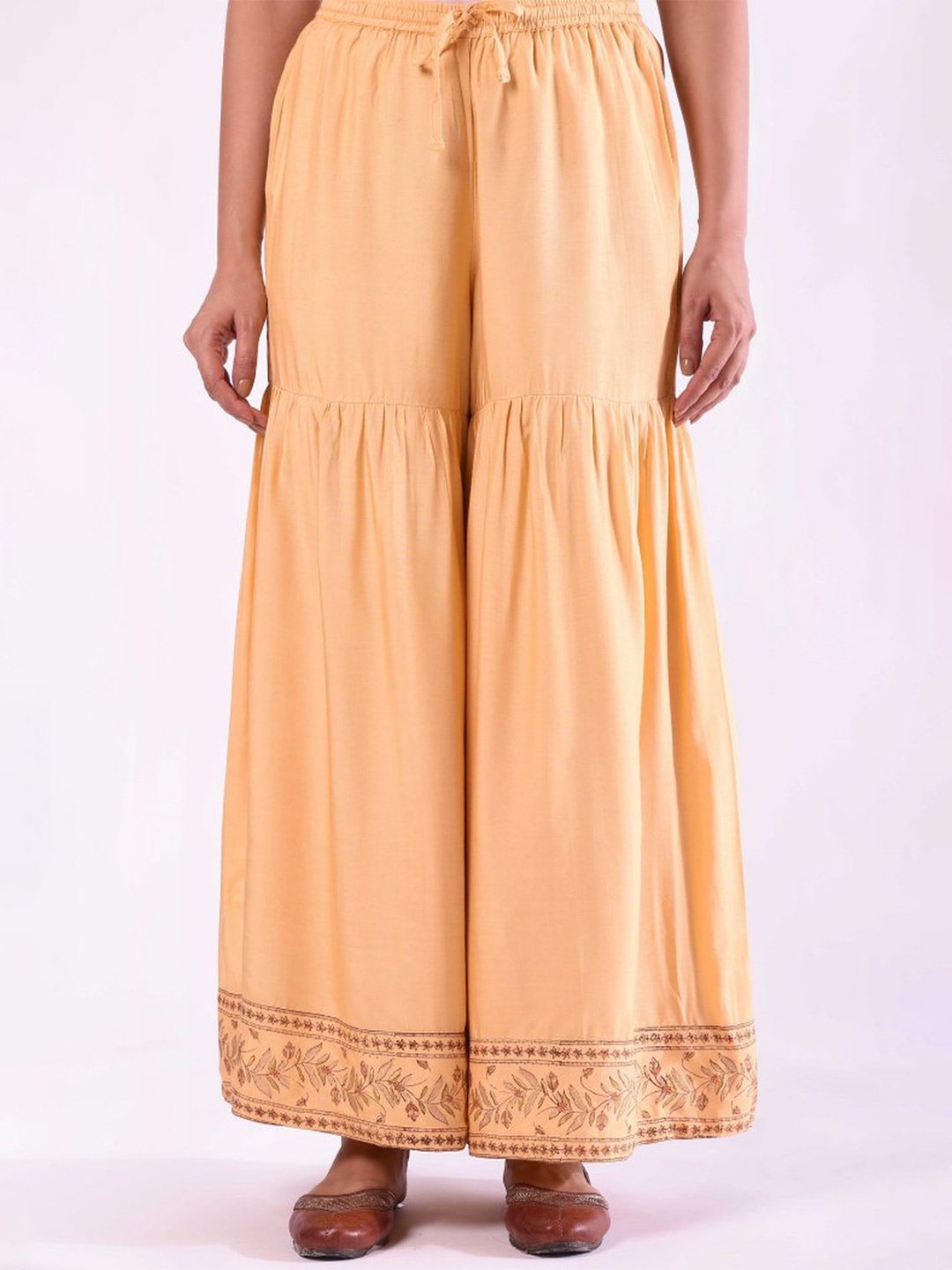 

Prakriti Jaipur Mid Rise Flared Palazzos, Yellow