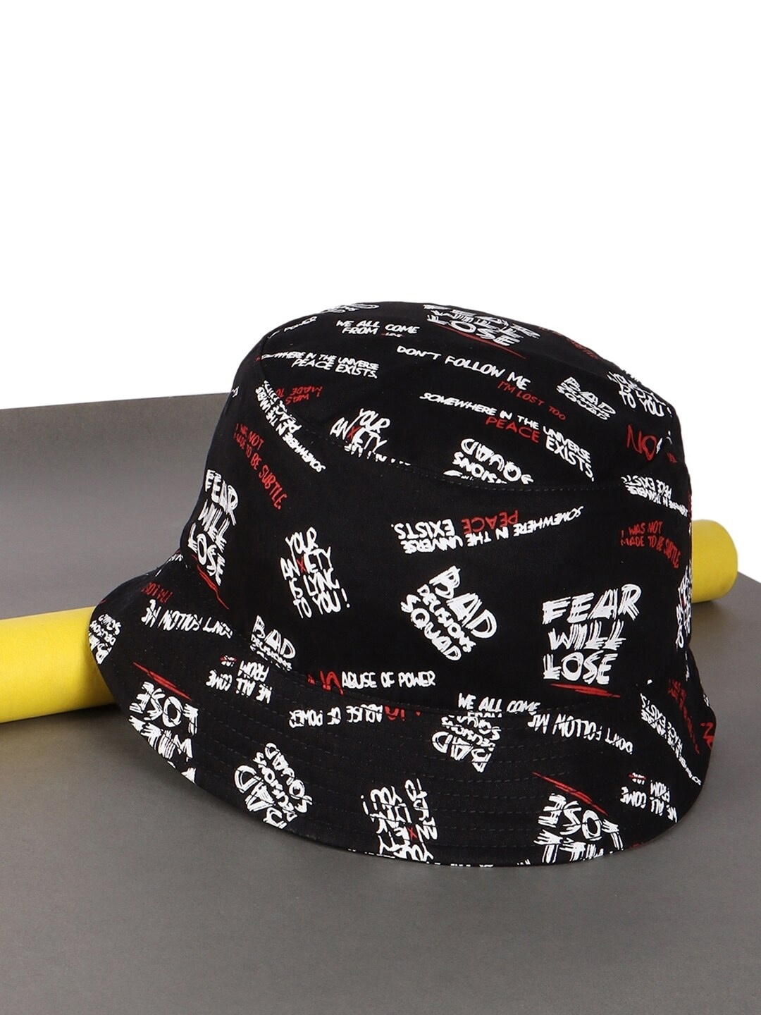 

Bewakoof Unisex Don't Follow Me Printed Cotton Bucket Hat, Black