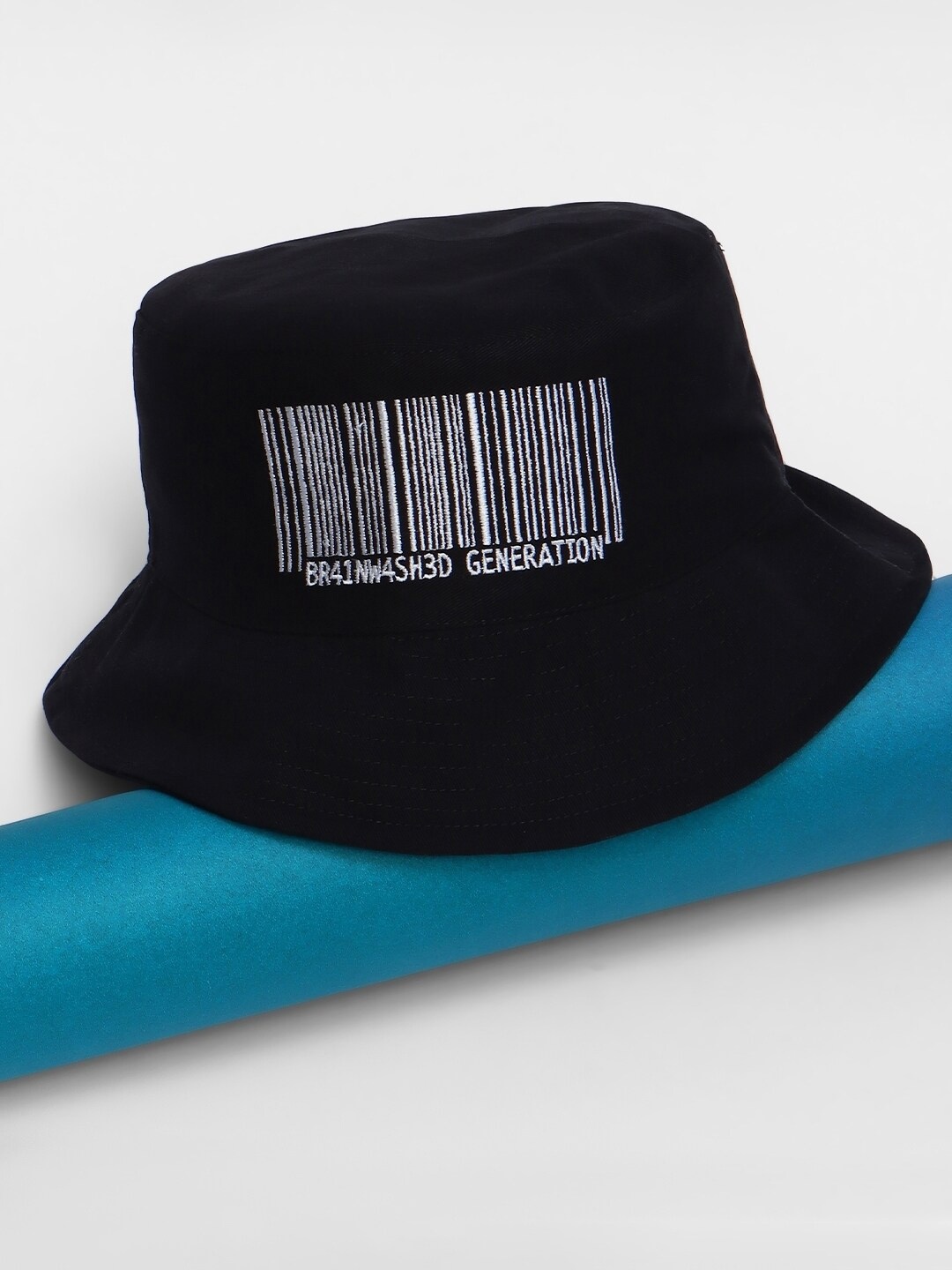 

Bewakoof Unisex Brainwashed Embroidered Cotton Bucket Hat, Black