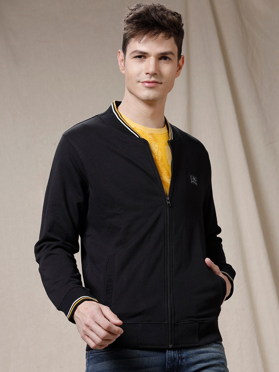 

WROGN Fleece Front-Open Sweatshirt, Black