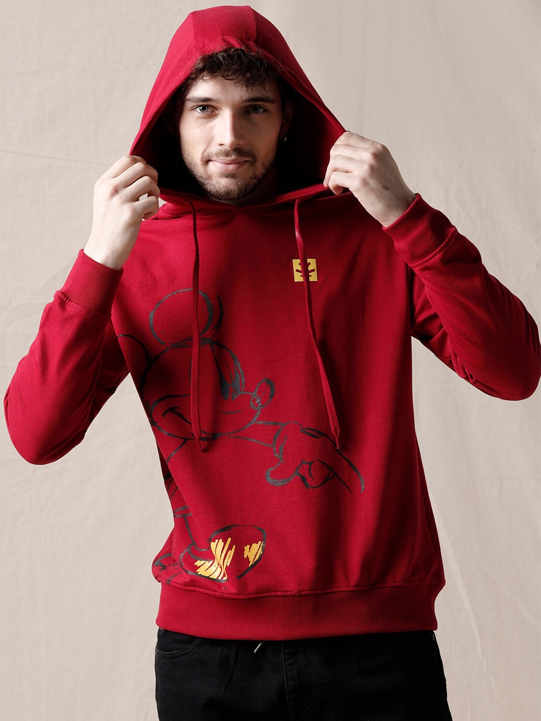 

WROGN Printed Hooded Long Sleeves Pullover Sweatshirt, Red