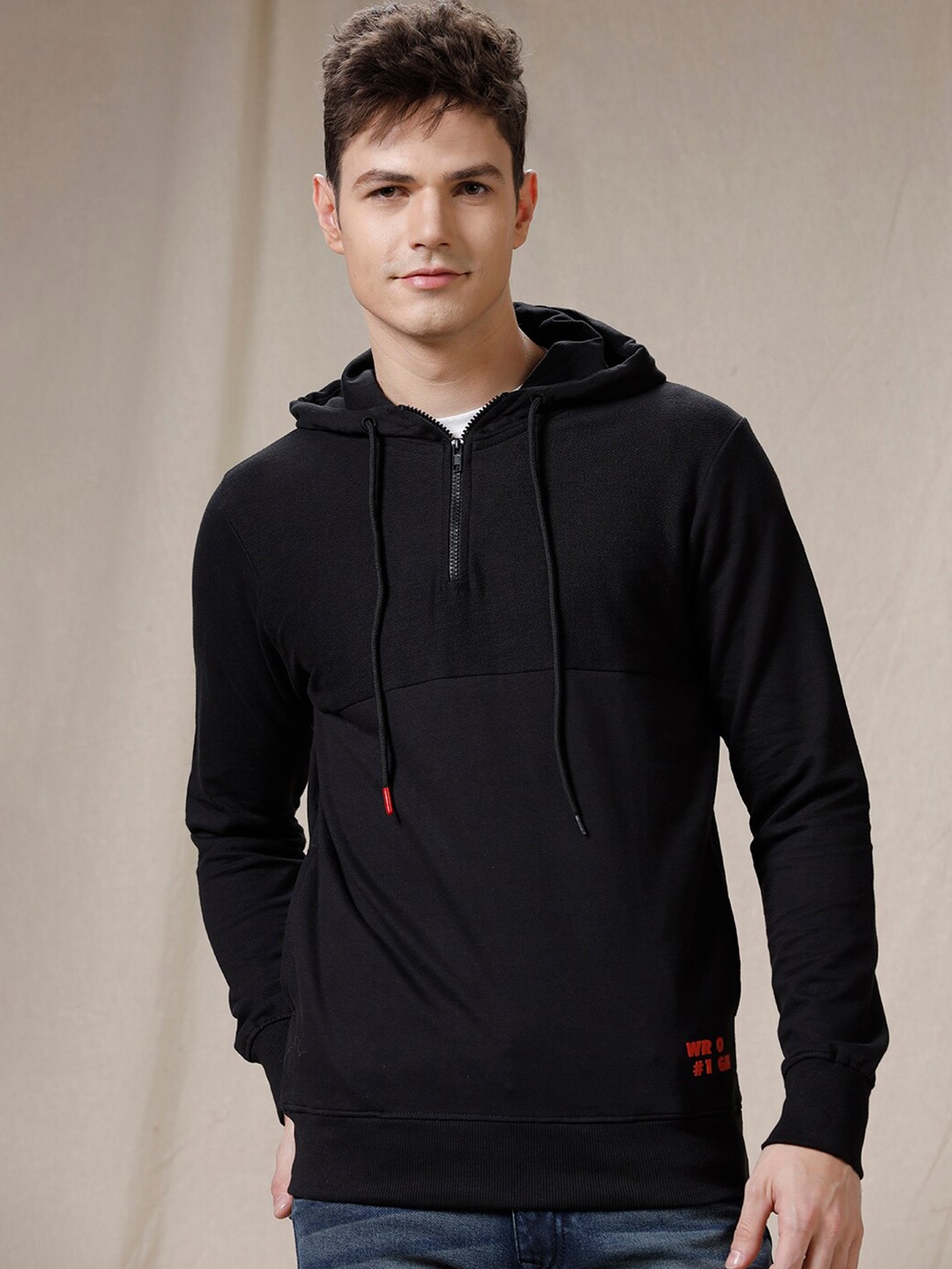 

WROGN Hooded Long Sleeves Sweatshirt, Black