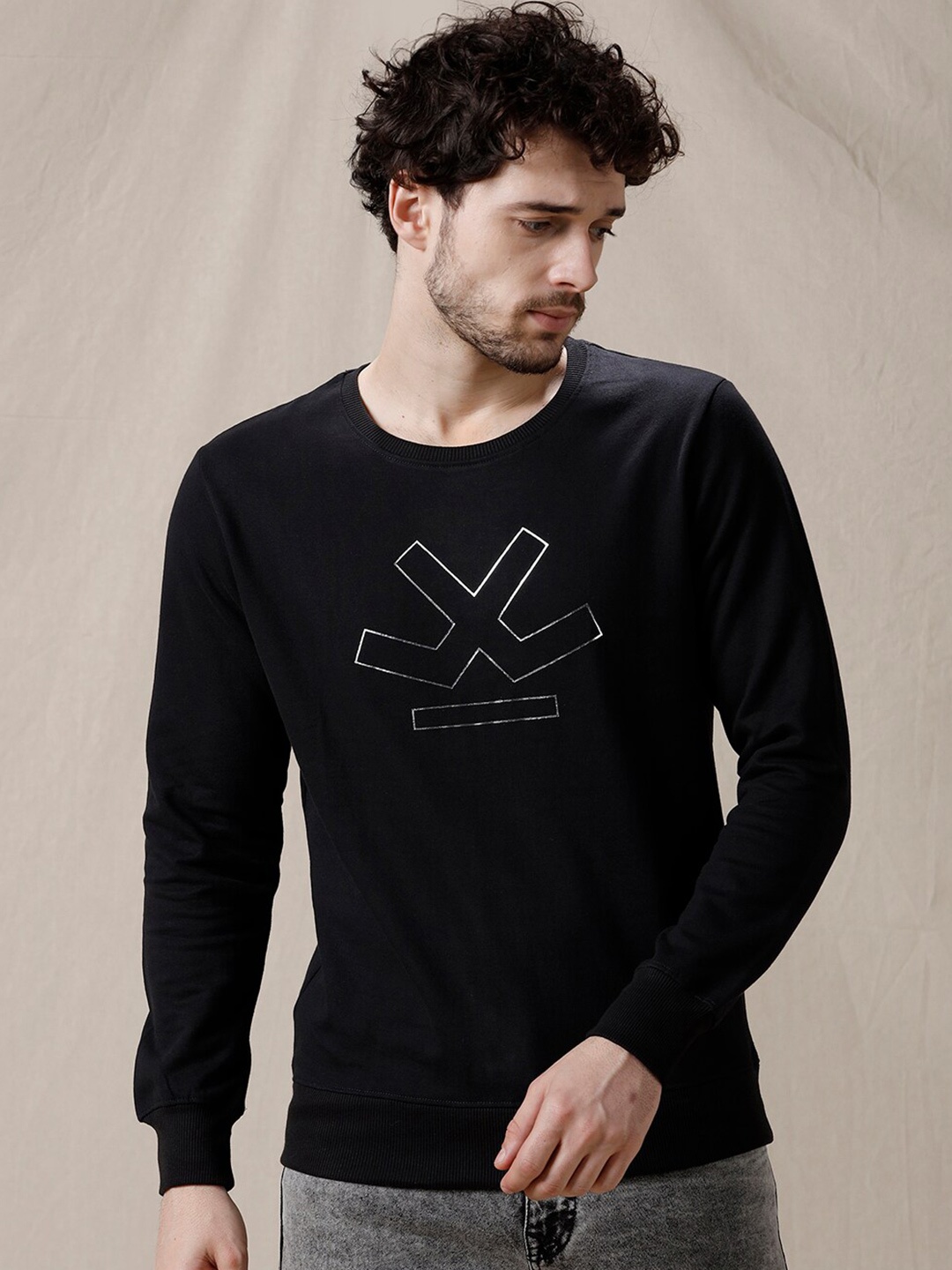 

WROGN Round Neck Long Sleeve Pullover Sweatshirt, Black
