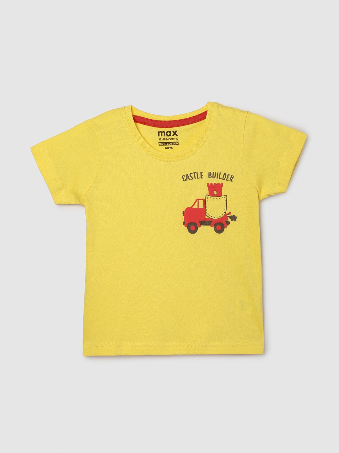 

max Boys Round Neck Short Sleeves Graphic Print Cotton T-shirt, Yellow