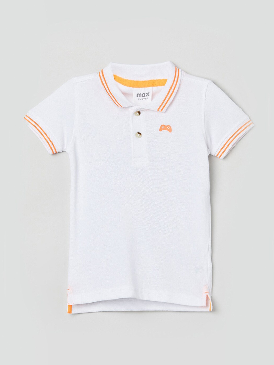 

max Boys Short Sleeves Polo Collar Cotton Applique T-shirt, White